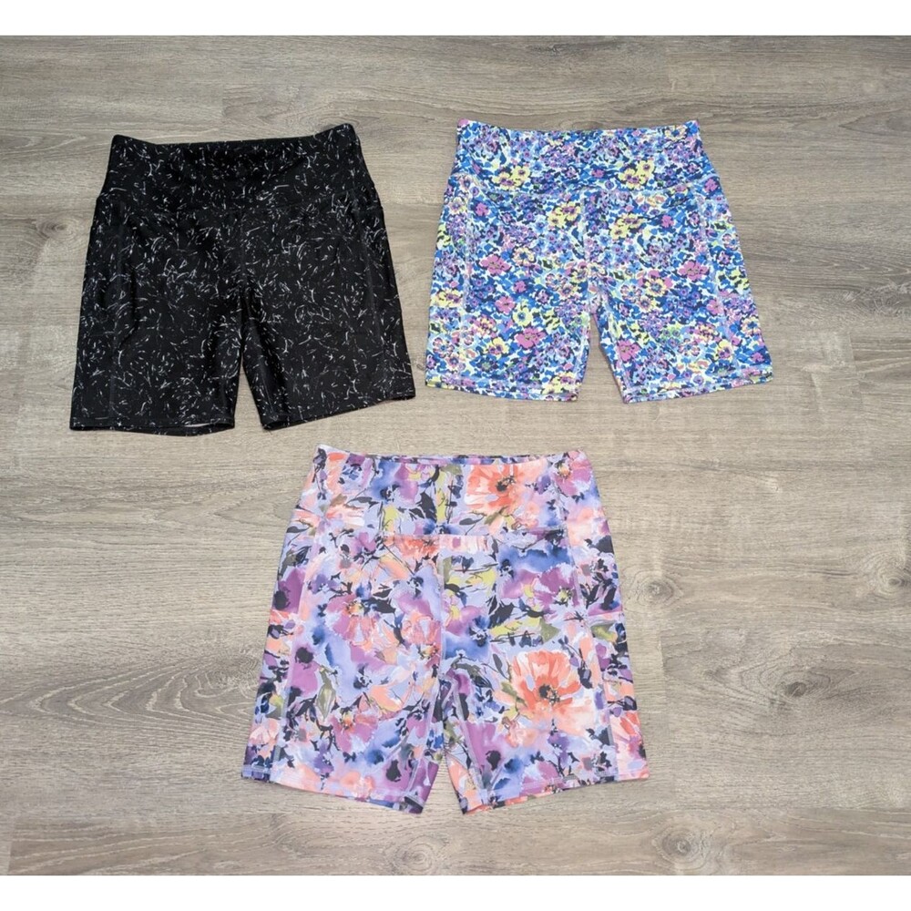 RBX XL Abstract Watercolor Workout Gym Biker Shorts Athletic Shorts Lot of 3